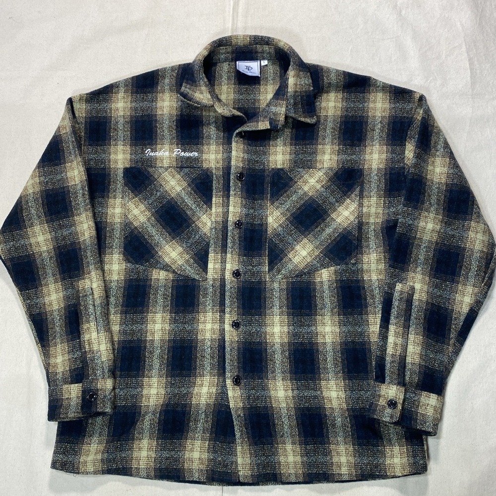 Inaka Power Within Shirt Soft Wool Blend Plaid Men Large Perform Country
